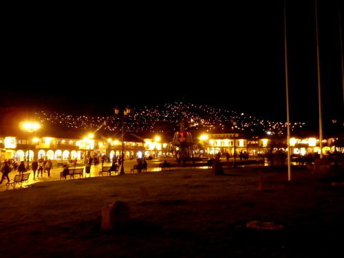 The square is quite lively.
